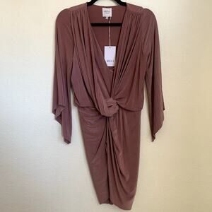 NWT MISA Los Angeles Long Sleeve Knot Dress in Mauve Pink